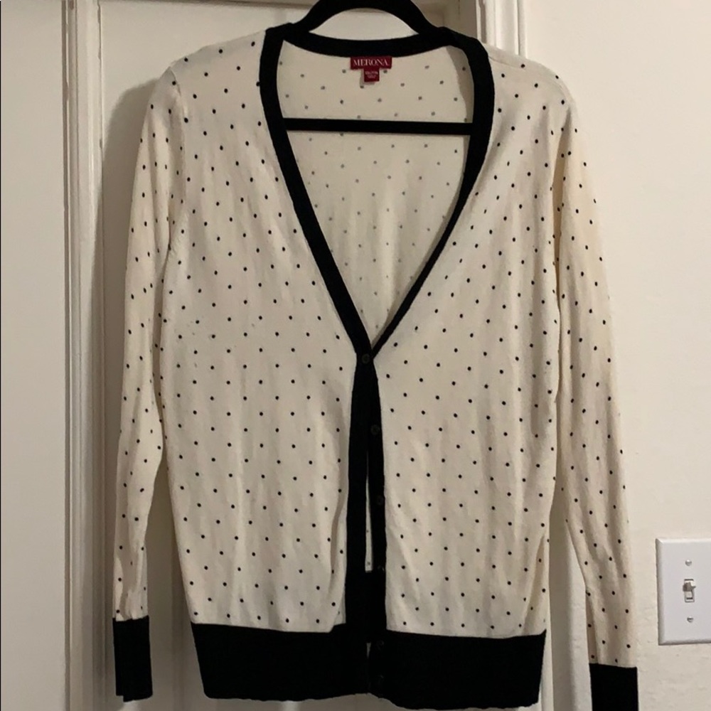 Black and Cream polkadot cardigan XXL
